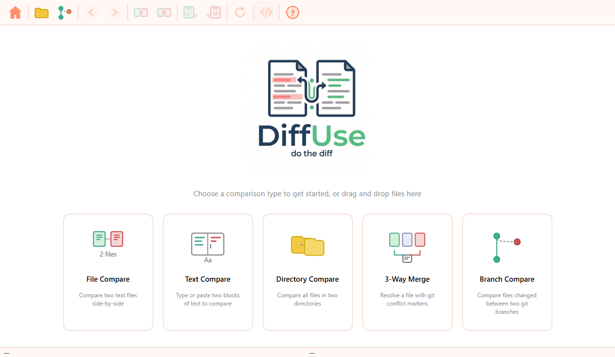 DiffUse home screen